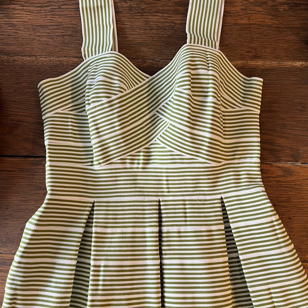 Anthropology pea plum green and white striped ribbon tank size XS. Like new